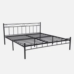 furniturekraft Paris Metal Queen Size Bed in Black Finish image 4