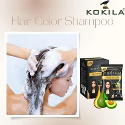 kokila Instant Ammonia Free, Hair Color Shampoo Enriched with Avocado oil, (Black, 20) , Natural Black image 3