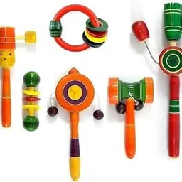 Eco Friendly Wooden Rattle Set For Kids Pack Of 6 Rattle-image-0