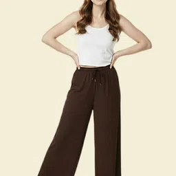 muzun Women Regular Fit Brown Viscose Rayon Trousers-picture-28