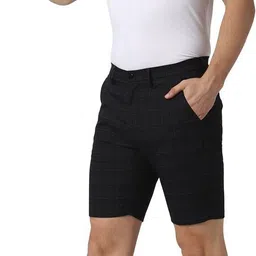 peter england Checkered Men Black Chino Shorts image 5