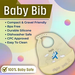 tag24 Silicone Baby Bib Flight Path Design|Adjustable,Waterproof,Pocket for Feeding image 2