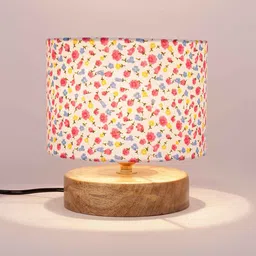new era Classic Wooden Night Lamp with Cotton Shade (Natural & Multicolor) image 4