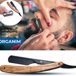 organim care products Straight Edge Wooden Barber Stainless Steel Sliding Shaving Razor, Men & Women image 2