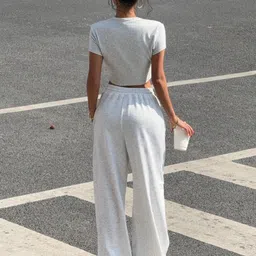 imsa moda Women Solid Grey Track Pants image 2