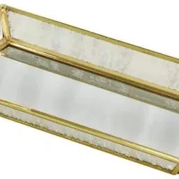 goodmark products : the mark of excellence Decorative Rectangular Tray Made of Brass & Glass Glass Serving Set-picture-19