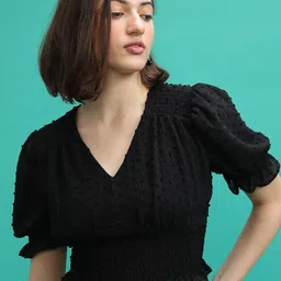 Casual Regular Sleeves Solid Women Black Top-image-7