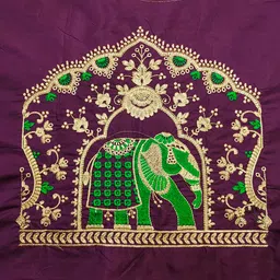 vivida enterprise Unstitched Art Silk Blouse Material Embroidered image 3