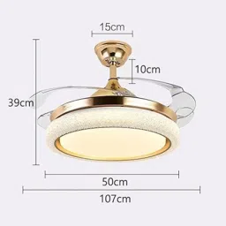 decor chronicle Orva Smart Fan French Gold Metal + Acrylic , Google & Alexa Remote & App Control image 4