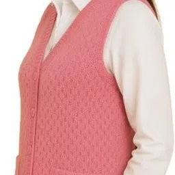 kingsimpex Men Solid V Neck Pink Sweater image 2