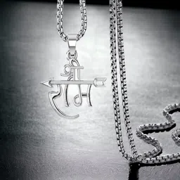 Religious Shree Ram Locket Silver Stainless Steel Pendant Sterling Silver Stainless Steel, Metal Pendant-image-11