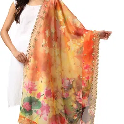 kahiraa wholetex Linen Blend Printed Yellow Women Dupatta image 1