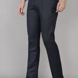 arrow Men Tapered Dark Blue Polyester Trousers image 3