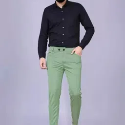 sumitgarment Pack of 4 Men Regular Fit Black, Light Green, Grey, Purple Lycra Blend Trousers image 3