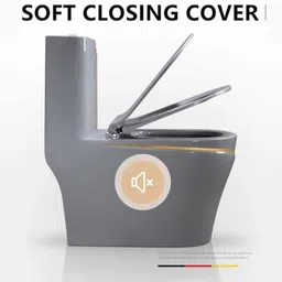 solano C011 Premium Quality Grey commode with White Finishing Line and Round Flush Button Western Commode image 4