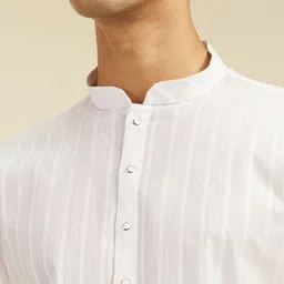 diwas by manyavar Men Striped Cotton Blend Straight Kurta image 3