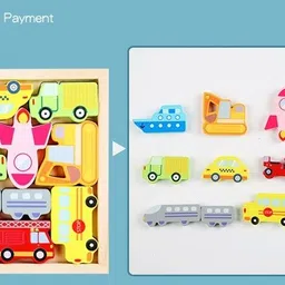 vhd Wooden Vehicle Puzzle Board for Kids – Educational Transport Toy TR32 image 2