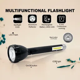 cinefx 4 Mode Power Full USB Rechargeable Long Range Torch Up to 1Km with Reading light 12 hrs Torch Emergency Light image 5