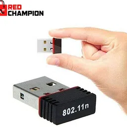 Red Champion For PC, Desktop,Nano Size WiFi Dongle Compatible with Windows, Mac OS & Linux Wi-Fi Receiver 950 Mbps Wireless Network USB Adapter 2.4GHz, 802.11b Pack of -2 USB LAN Card, Laptop Accessory image 2