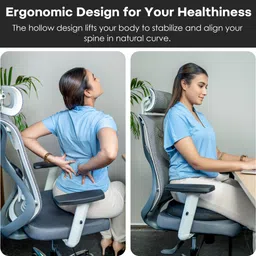 wellgiver Donut Pillow with Memory Foam 43x39x6 cm Grey Mesh Back / Lumbar Support image 5