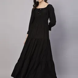 aayu Women Maxi Black Full Length Dress image 1