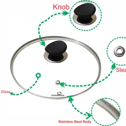 kandarpuria 16 cm Long Lasting Glass Lid, Glass Lid for Kadai 6.3 inch Lid, Pack of 1 image 3
