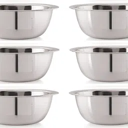 bhavana Stainless Steel Mixing Bowl Serving Bowl Curve Light-Weight Mixing Bowl, Pack of 6-picture-25