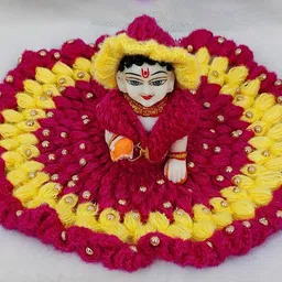 iblay 3 no.laddu gopal winter woolen stone poshak with cap (sweater + cap Multicolour Dress image 2
