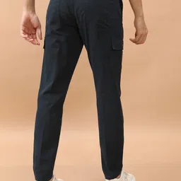 highlander Men Regular Fit Dark Blue Pure Cotton Trousers image 2