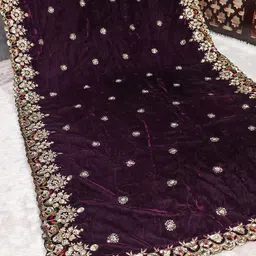 tathastufab Velvet Embroidered Purple Women Dupatta-picture-16