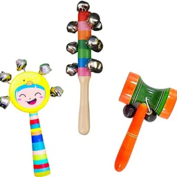 knk infotain Wooden Handmade Rattles Set with Xylophone Musical Toys For Baby Rattle image 2