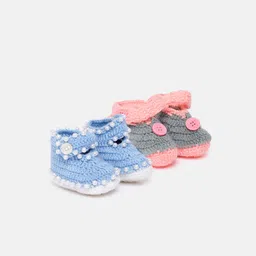 CHUTPUT Kids Set of 2 Blue & Grey Crochet Booties-picture-38