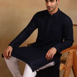 House of Pataudi Sequins Embroidered Straight Kurta-image-74