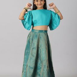 KiddoPanti Girls Woven Design Ready to Wear Lehenga Choli-picture-0