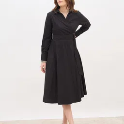 Styli Women V- Neck Wrap Midi Dress-image-34