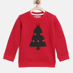 Nauti Nati Girls Red & Green Self Design Sweatshirt-picture-14