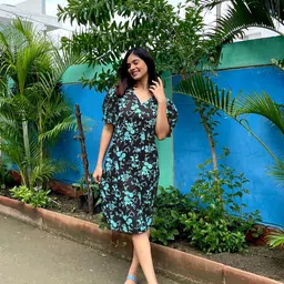 Tokyo Talkies Women Black & Blue Floral Dress-image-48