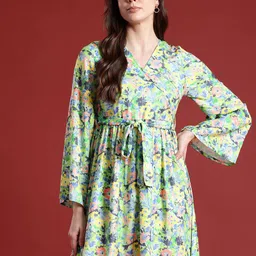 all about you Floral Print Wrap Dress with Belt-image-28