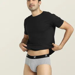 XYXX Men Solid ACE IntelliSoft Modal Light Grey Basic Brief-image-3