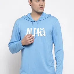 Friskers Men Turquoise Blue Printed Hood T-shirt-picture-13