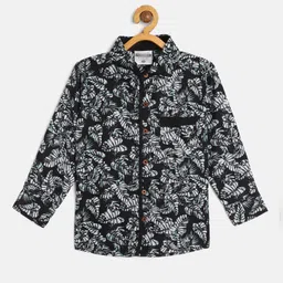 TONYBOY Boys Black Premium Floral Printed Pure Cotton Casual Shirt-picture-28