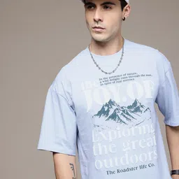 The Roadster Life Co. Printed Drop-Shoulder Sleeves Pure Cotton Relaxed Fit T-shirt-picture-37