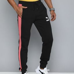 Puma Men Black Iconic T7 Double Knit Slim Fit Side Striped Joggers-picture-39
