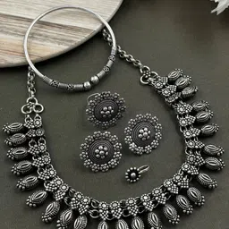 NAMAN ARTS Silver Plated Oxidised Jewellery Set-picture-20