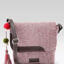 Anouk Printed Structured Satchel with Tasselled-picture-23