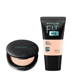 Maybelline Set of New York Fit Me Matte+Poreless Foundation + Compact Powder - Ivory 115-picture-17