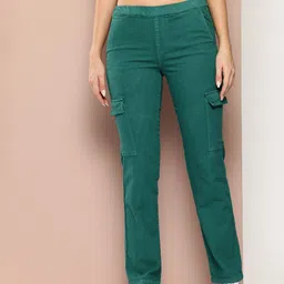 Harvard Women Straight Fit Stretchable Cargo Style Jeans-image-6