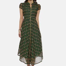 Souchii Women Green Printed A-Line Dress-picture-18