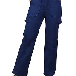 Hayler Women Mid-Rise Straight Fit Cargo Styles Jeans-image-2