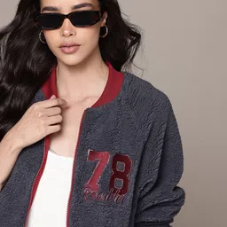 The Roadster Lifestyle Co. Fleece Oversized Sweatshirt with Varsity Embroidered Detail-picture-36